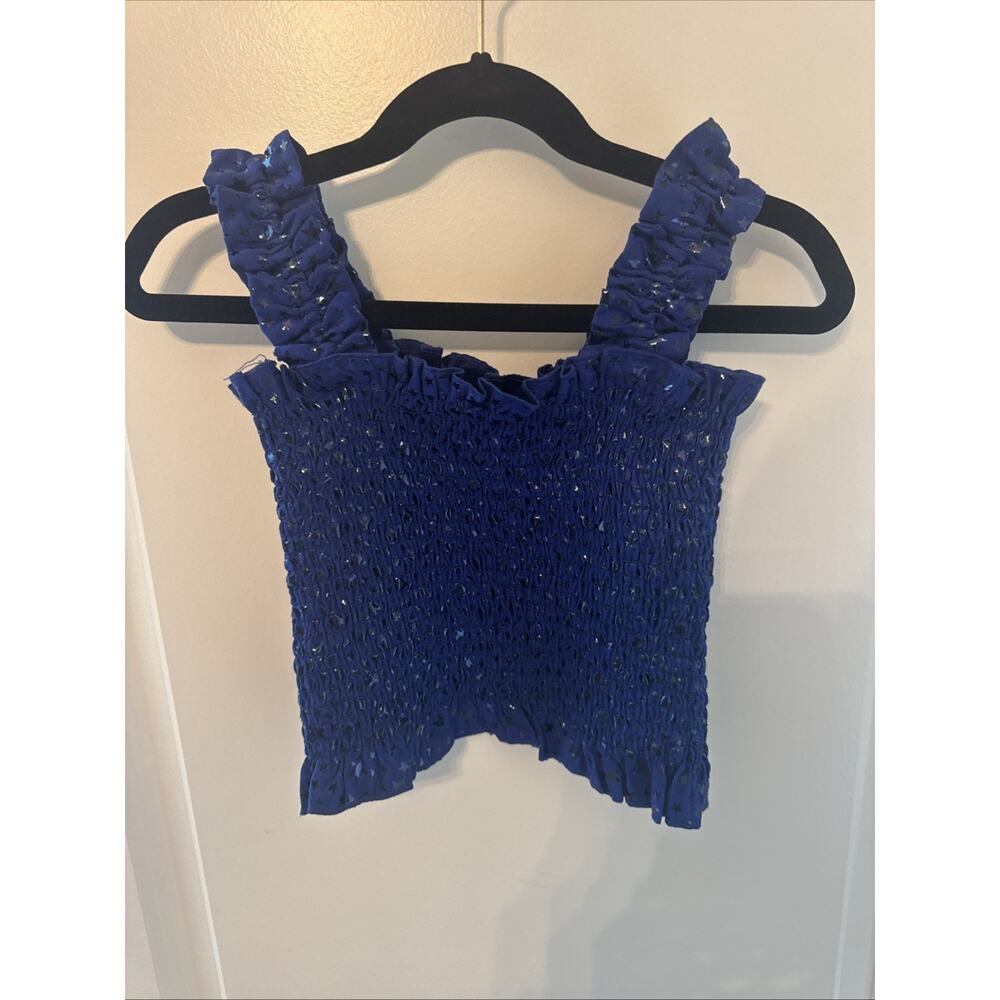 Girls Queen Of Sparkles Royal Blue Smocked Tank Top Size Small 7-8 NWT